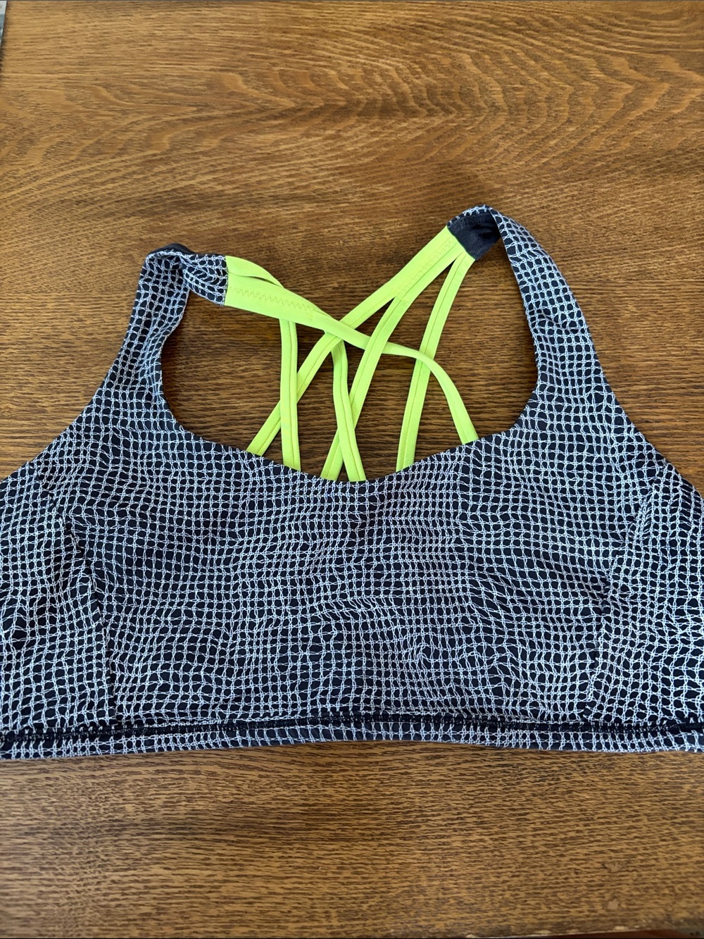 Women’s Lululemon Neon-Accent Grey Grid Sports Bra size 10